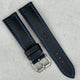 The Bermuda: Jet Black Sail Cloth Watch Strap With Contrast Blue Stitching