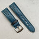 Le Mans: Dark Petrol Blue and Black Padded Racing Leather Watch Strap