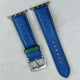 Le Mans: Blue and Green Leather Racing Apple Watch Strap