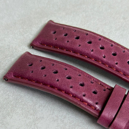 The Monte Carlo: Plum Purple Perforated Leather Rally Watch Strap