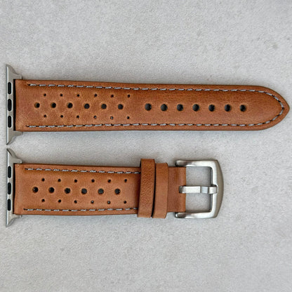 The Monte Carlo: Vintage Tan Perforated Leather Apple Watch Strap