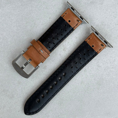 The Monte Carlo: Vintage Tan Perforated Leather Apple Watch Strap