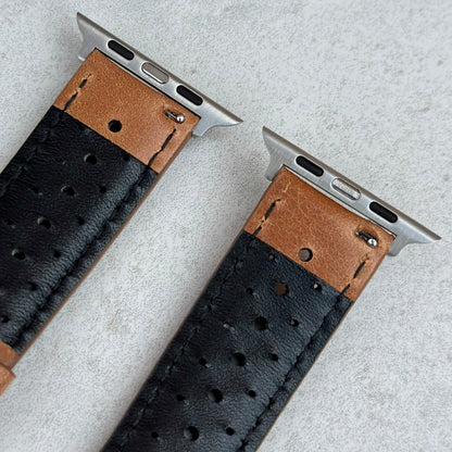 The Monte Carlo: Vintage Tan Perforated Leather Apple Watch Strap