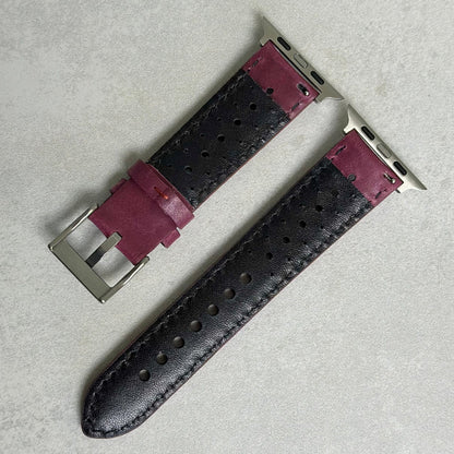 The Monte Carlo: Plum Purple Perforated Leather Apple Watch Strap