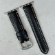The Oslo: Jet Black Padded Full Grain Leather Apple Watch Strap