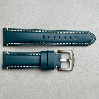 Oslo blue full grain leather watch strap. Padded leather watch straps. 18mm, 20mm, 22mm, 24mm. Watch And Strap