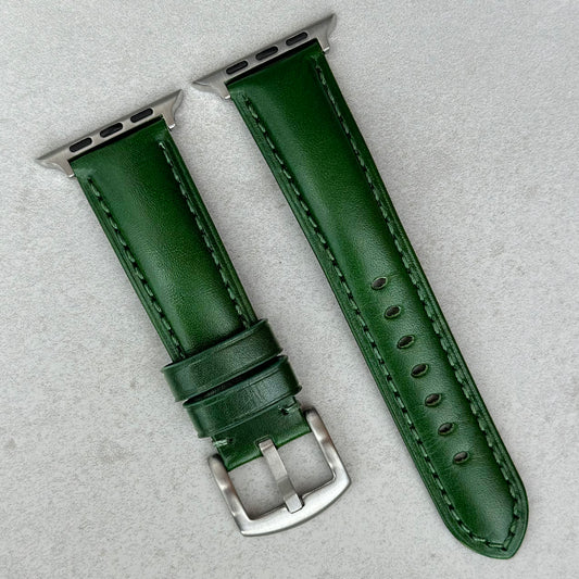 The Prague: Racing Green Vegetable Tanned Full Grain Leather Apple Watch Strap